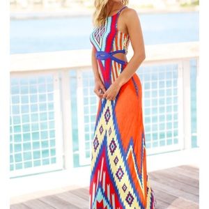 Tribal cutout maxi dress